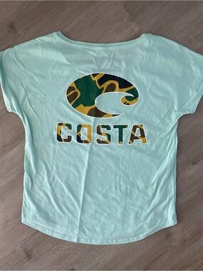 Costa Womens Mint Green Logo Tee with Camo Accent